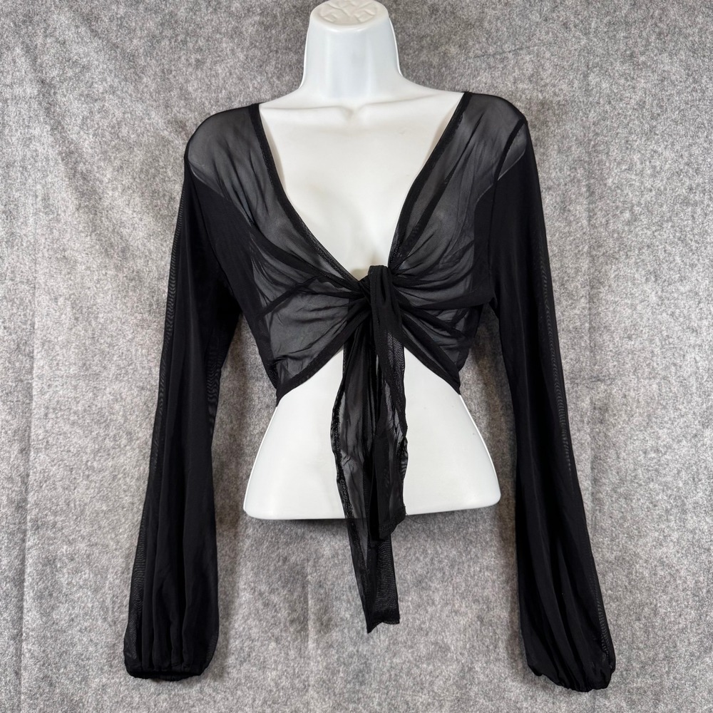 Windsor Y2K Sheer Front Tie Blouse Top Whimsygoth Sz Medium Dark Romantic